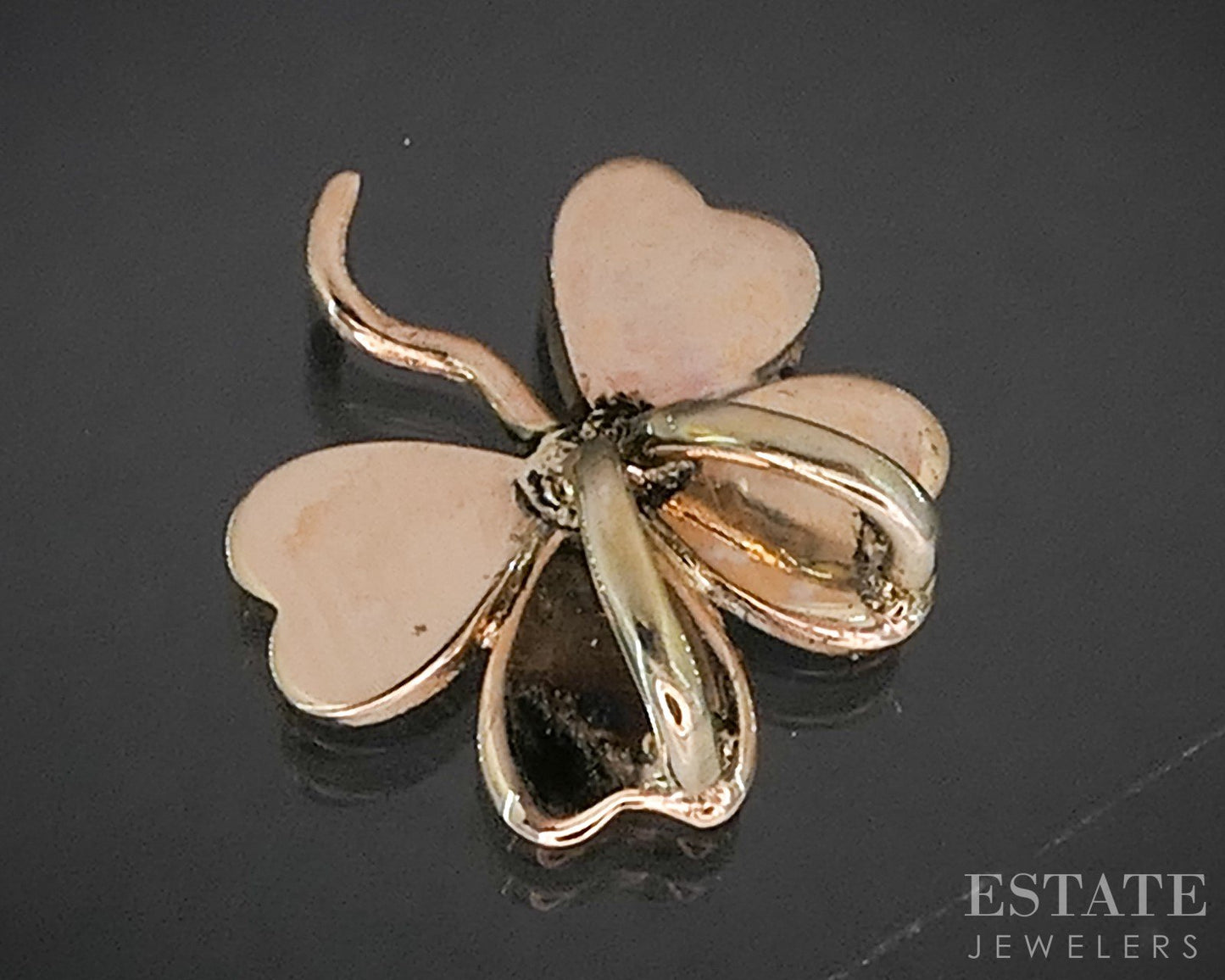 Antique 10k Yellow Gold Seed Pearl Turquoise Clover Charm Pendant 0.7g i20462