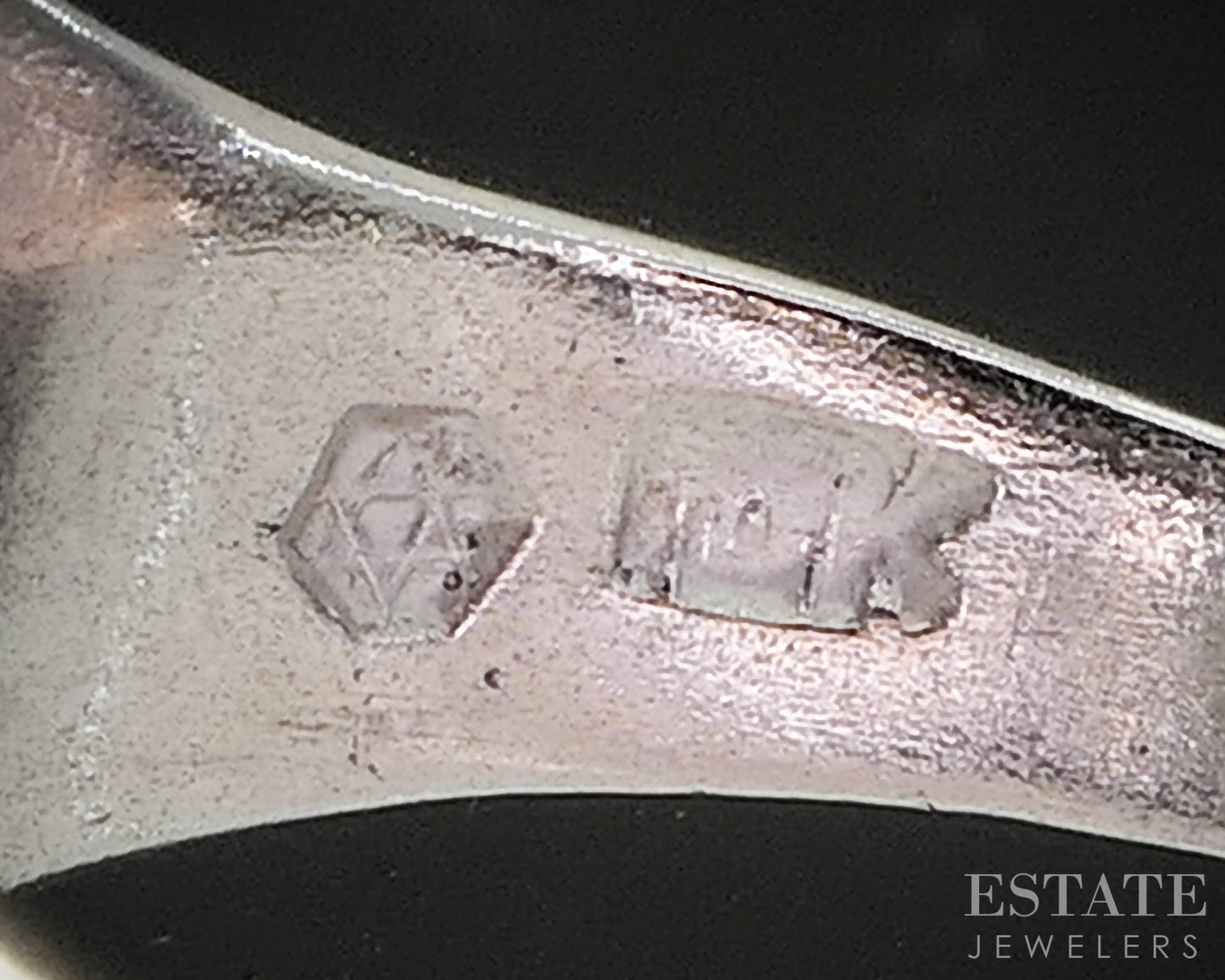 Antique 18k White Gold & Sterling Natural Diamond Skull Signet Ring 2.9g i20470