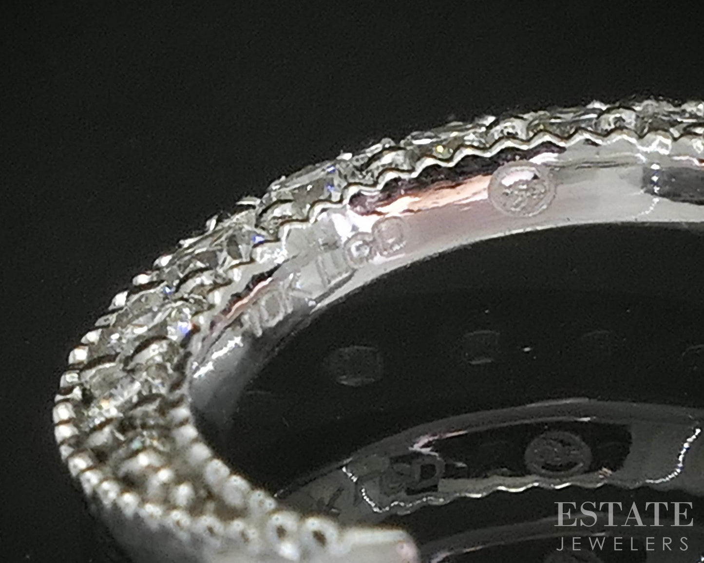 10k White Gold Lab Created Diamond Crescent Moon Ladies Necklace 18"L p14987