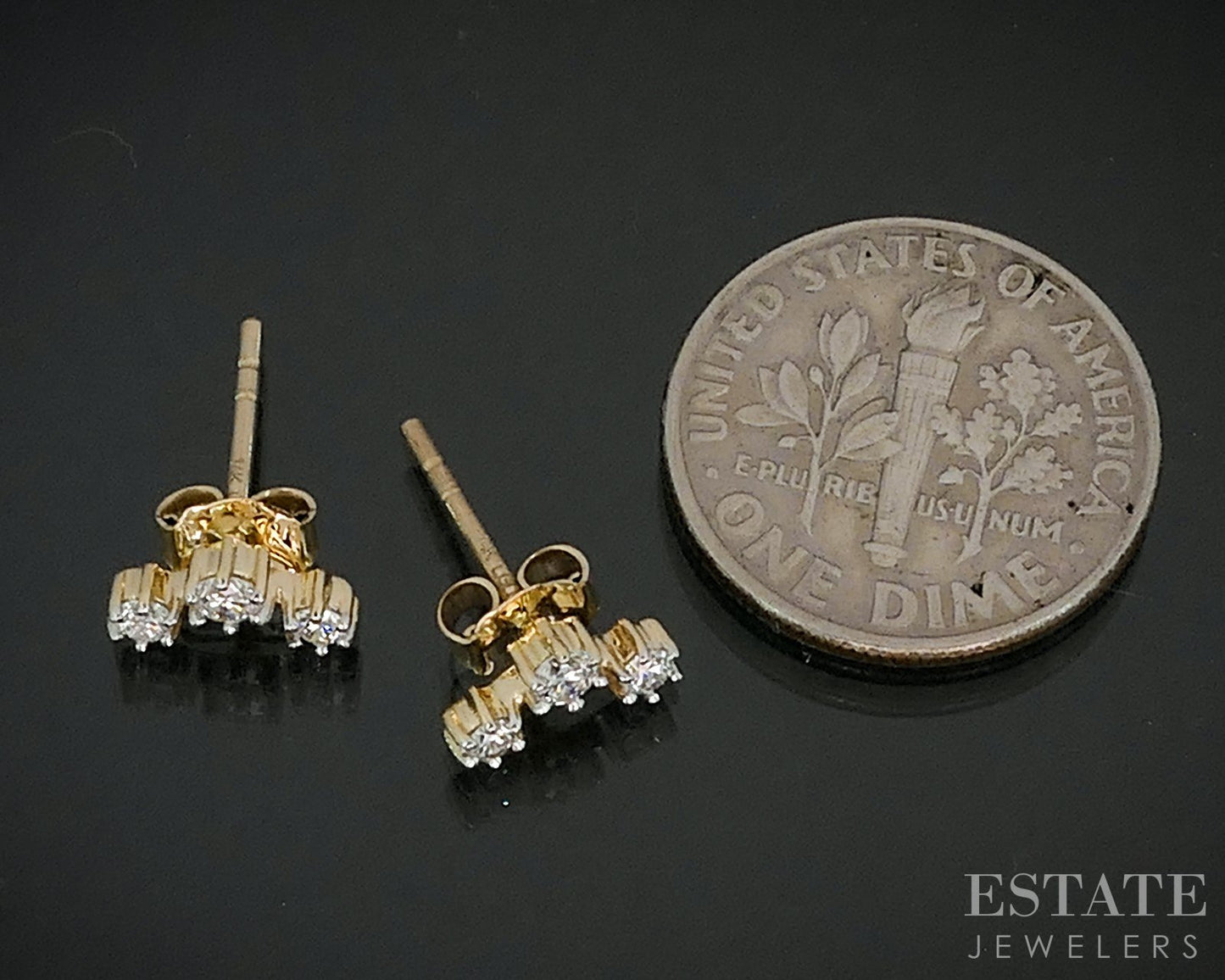 10k Yellow Gold Lab Created .25ctw Diamond Celestial Stud Earrings p15019