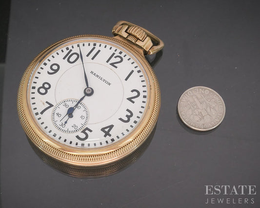 Antique Gold Filled Hamilton 978 17j Pocket Watch p15058