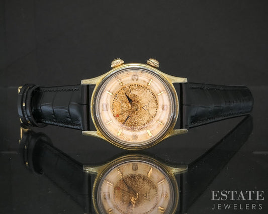 Vintage Benrus Wrist Alarm Date Stainless Two Tone Mens Watch p15045