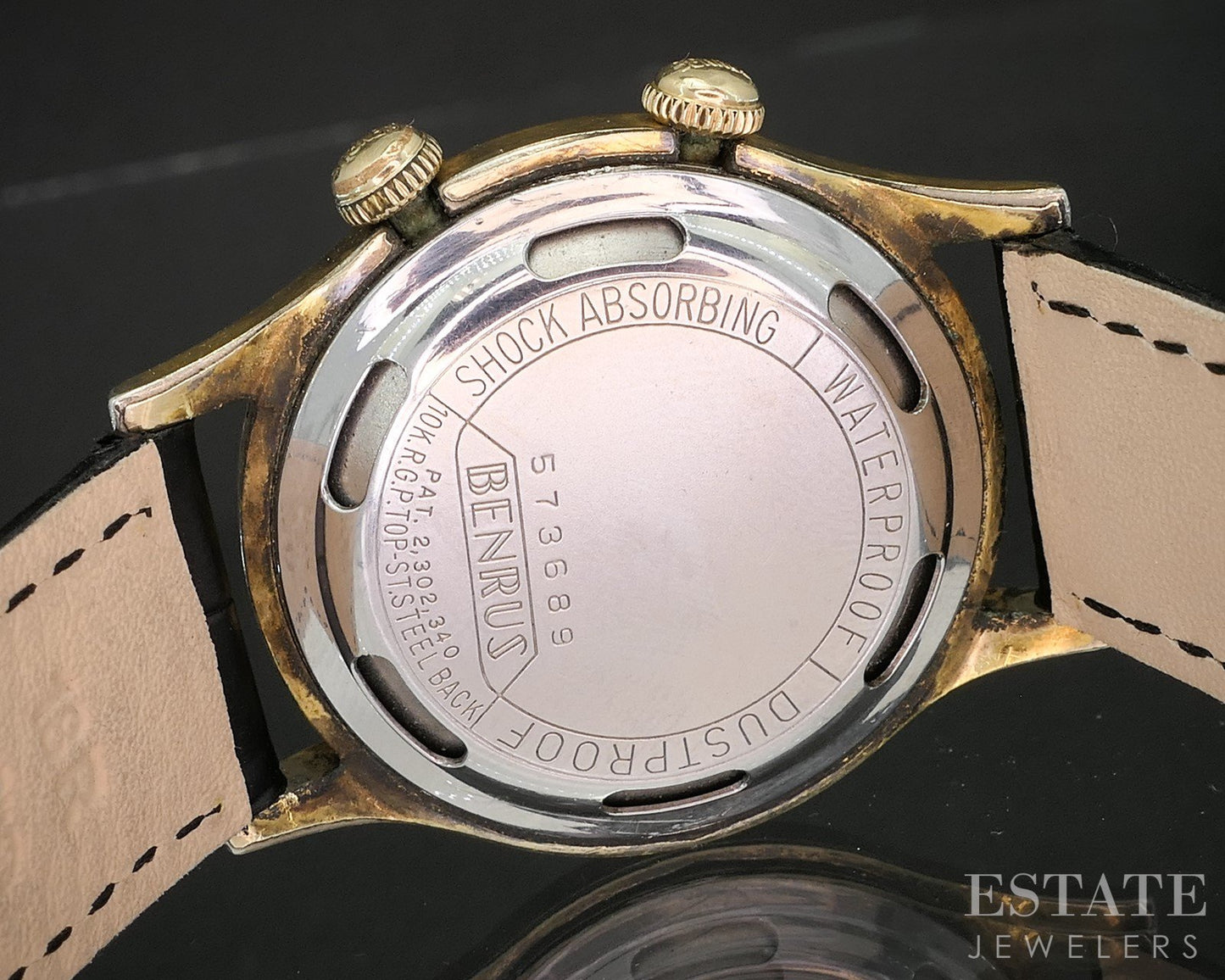 Vintage Benrus Wrist Alarm Date Stainless Two Tone Mens Watch p15045