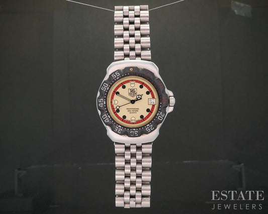 Vintage Tag Heuer Formula 1 WA1211 Stainless Cream Dial Mens Watch p15139