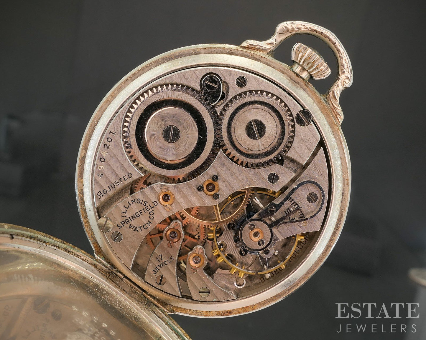 Antique Gold Filled Illinois 405 Art Deco 17j Pocket Watch p15060