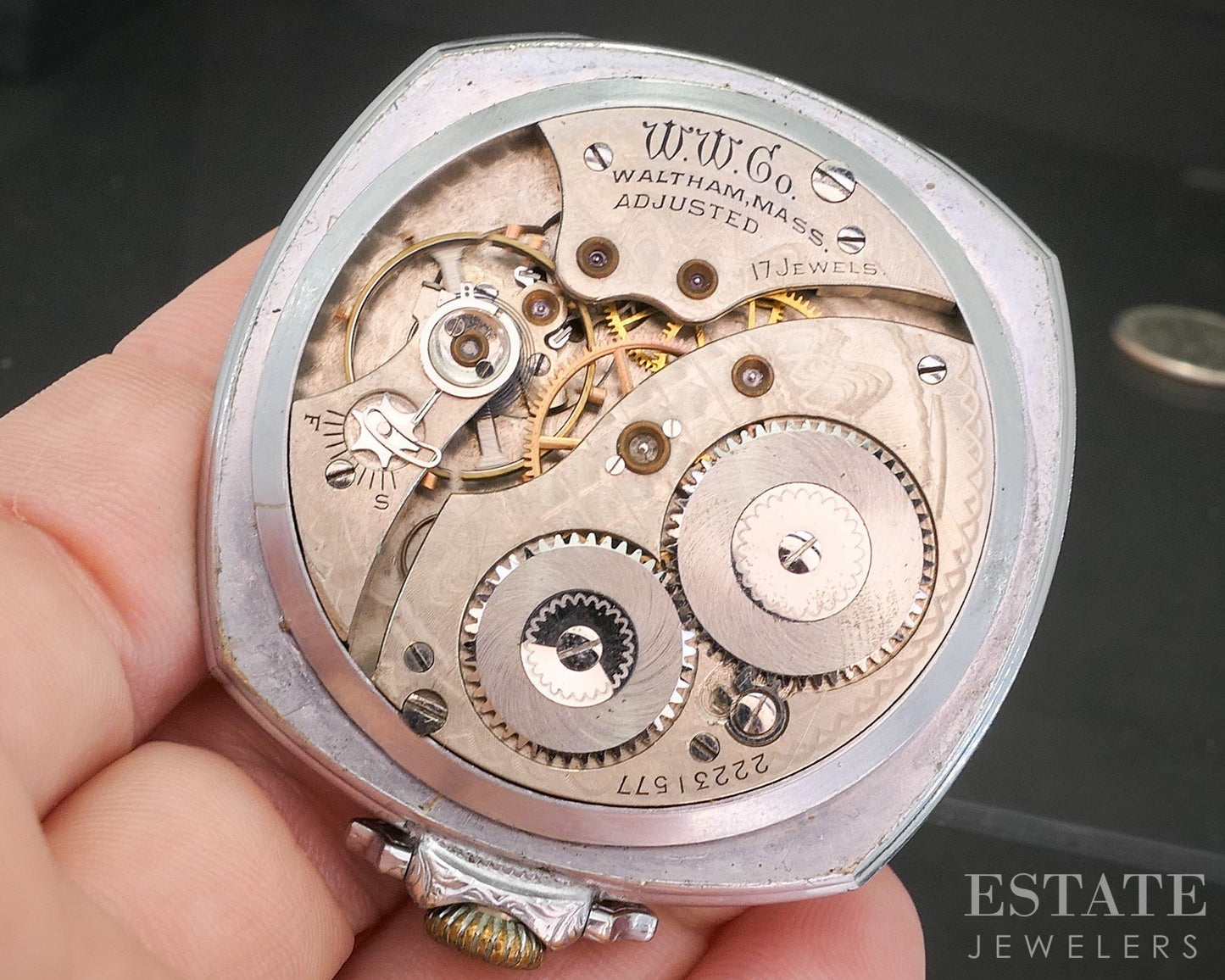 Antique Silver Tone Waltham Grade 235 17j Pocket Watch p15049