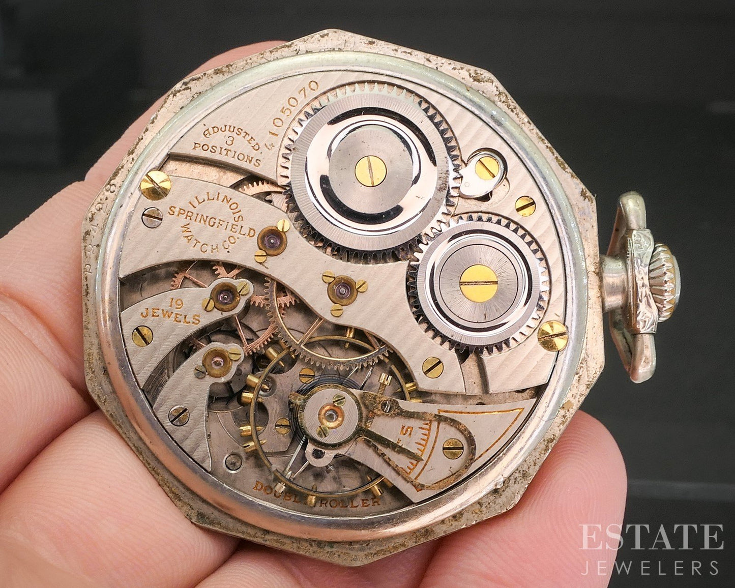 Antique Gold Filled Illinois 406 Art Deco 19j Pocket Watch p15059