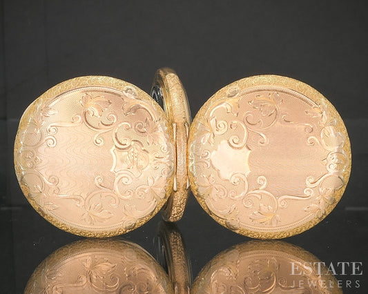 Antique Gold Filled Illinois Wolverine 255 17j Hunters Pocket Watch p15132