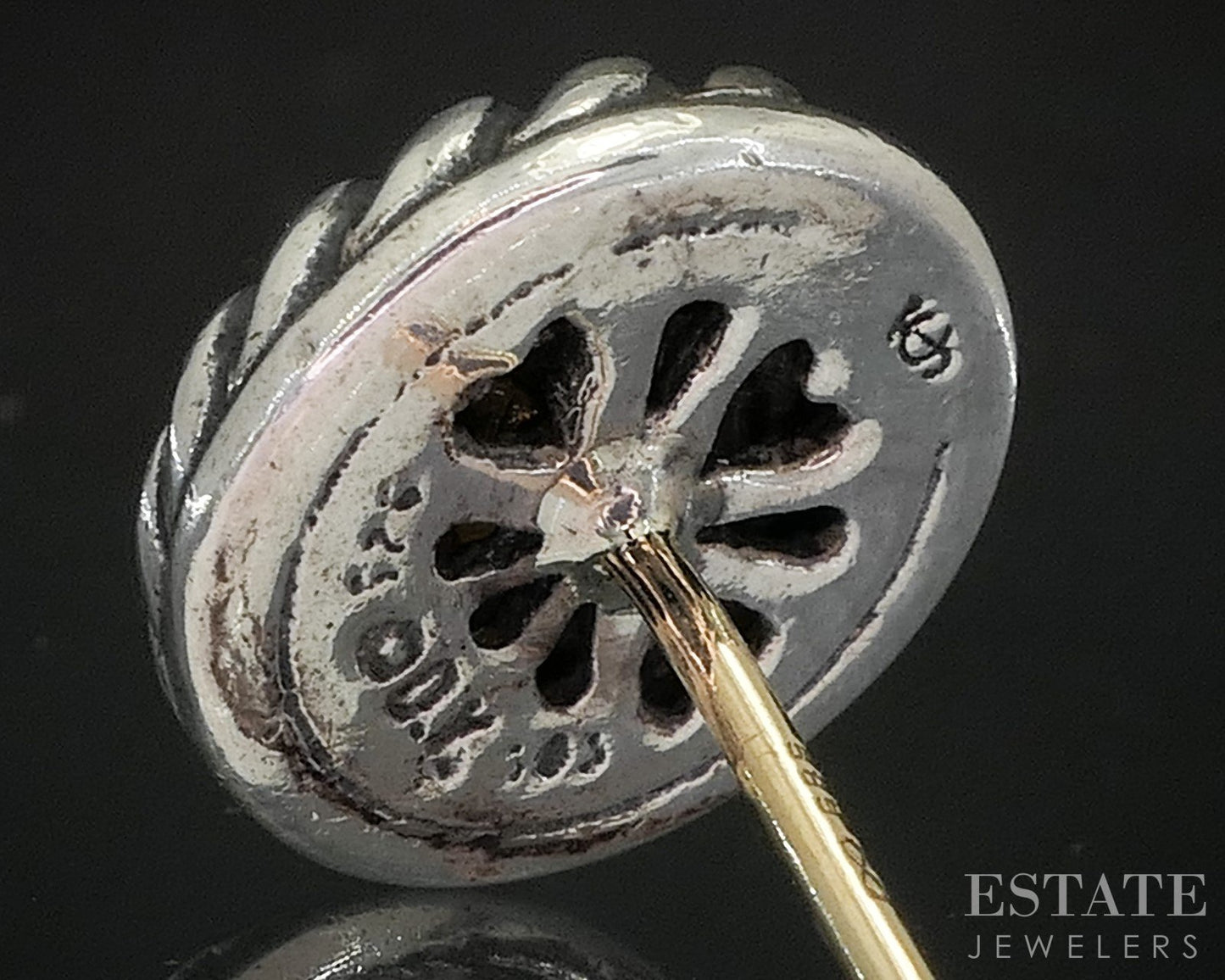 14k & Sterling David Yurman Cultured Pearl Button Cookie Stud Earrings 5g p15364