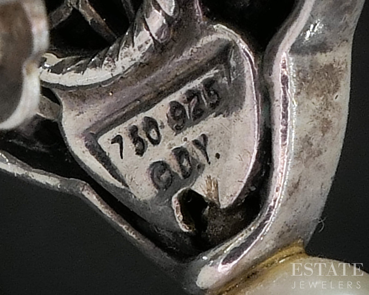 18k & Sterling David Yurman Cultured Pearl Quatrefoil Drop Earrings 8.3g p15365