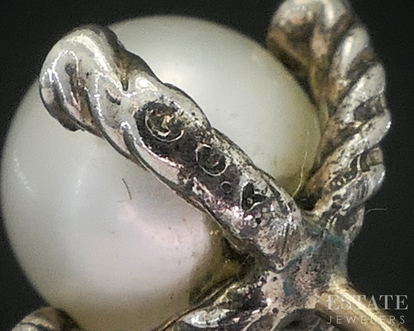 14k Sterling David Yurman Pearl & Diamond Cable Stud Earrings 2.3g p15359