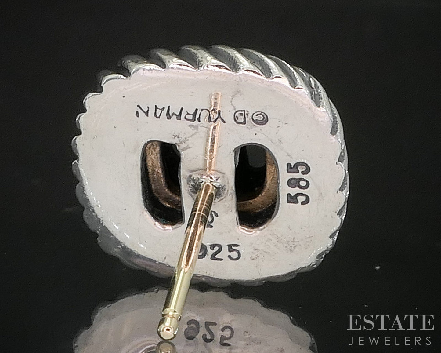 14k & Sterling David Yurman Black Onyx Cable Albion Stud Earrings 9.5g p15363