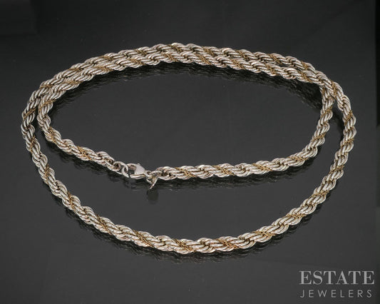 18k & Sterling Tiffany & Co. Classic Rope Chain Necklace 47g 24"L p15375