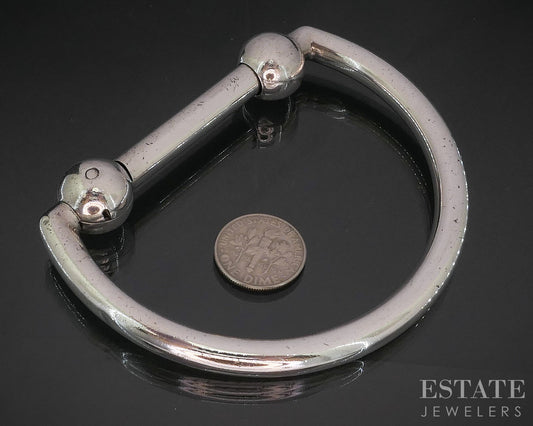 Sterling Silver Gucci Italy Bead Bar Bangle Bracelet 51.1g p15357