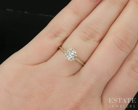 Antique 14k Yellow Gold European Natural 1.00ct Diamond Solitaire Ring p15389
