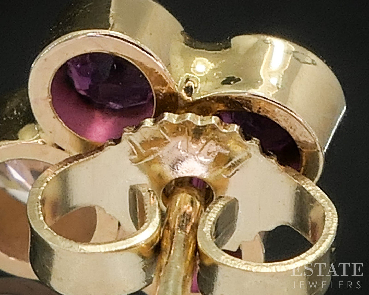 14k Yellow Gold Natural Ruby & Diamond Cluster Stud Earrings 1.9g p15387