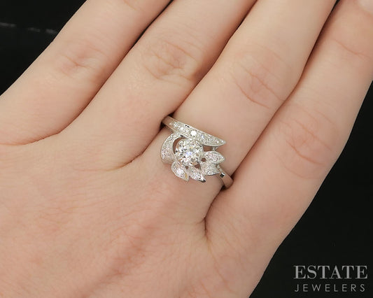 Antique 14k White Gold Natural .47ctw Diamond Engagement Ring 3.4g p15385