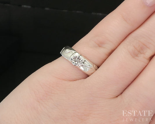 Sterling Silver Tiffany & Co. Nature Rose 6mm Band Ring 5.3g p15436