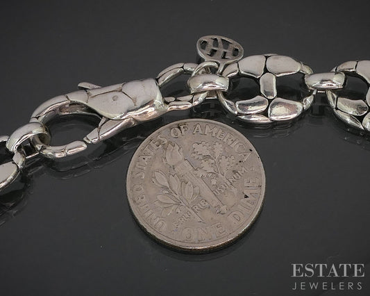 Sterling Silver John Hardy Kali Pebble Link Chain Bracelet 19.5g 7.5"L p15429