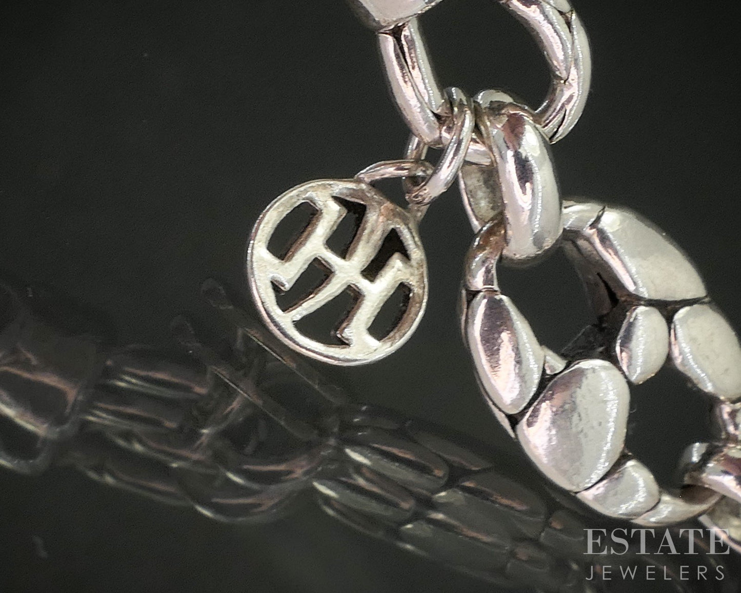 Sterling Silver John Hardy Kali Pebble Link Chain Bracelet 19.5g 7.5"L p15429