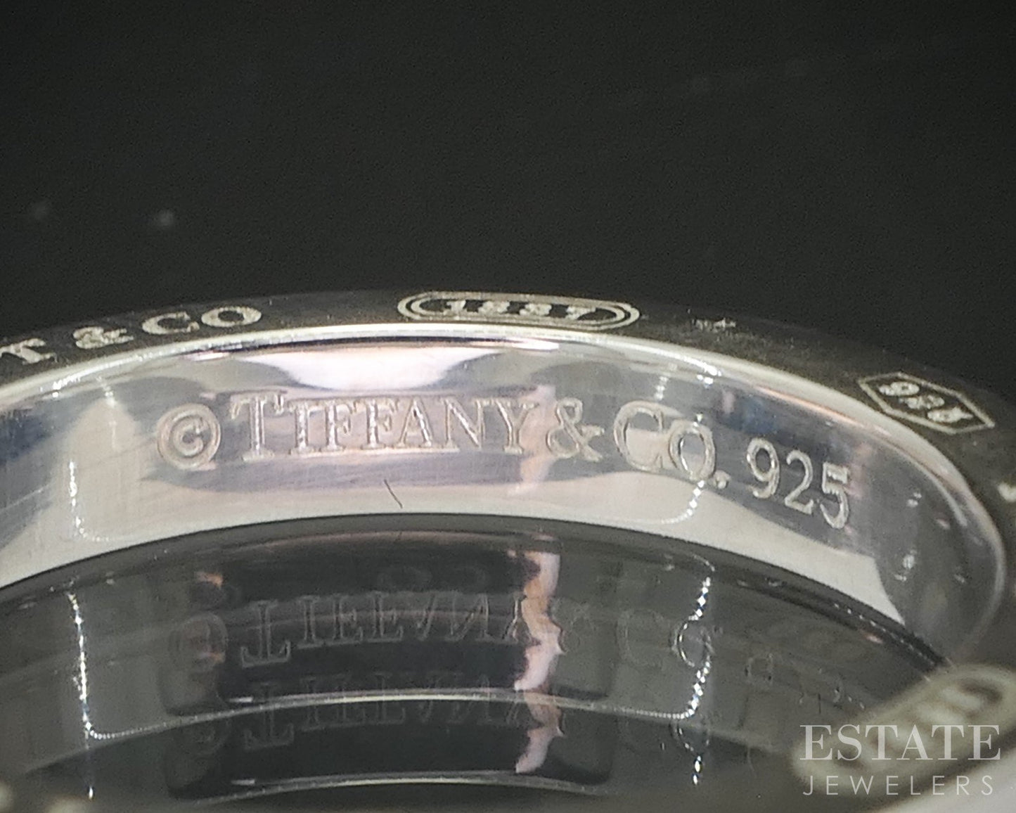 Sterling Tiffany & Co. 1837 Diamond Ladies Stack Band Set of 2 9.4g p15424