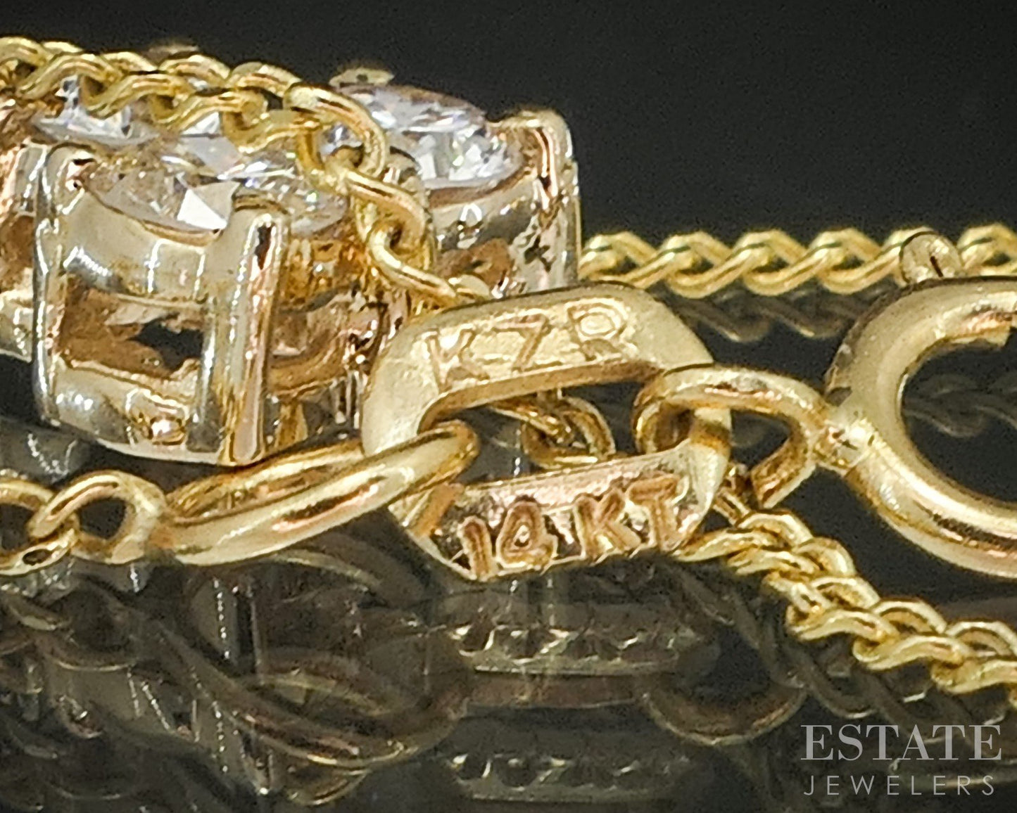 14k Yellow Gold Natural .33ctw Diamond Cluster Trio Necklace 2.3g 18"L p15555