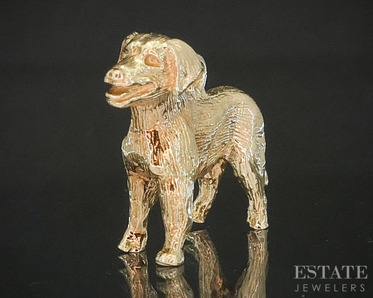 10k Yellow Gold Dimensional Labrador Dog Charm Pendant 3.5g p15554
