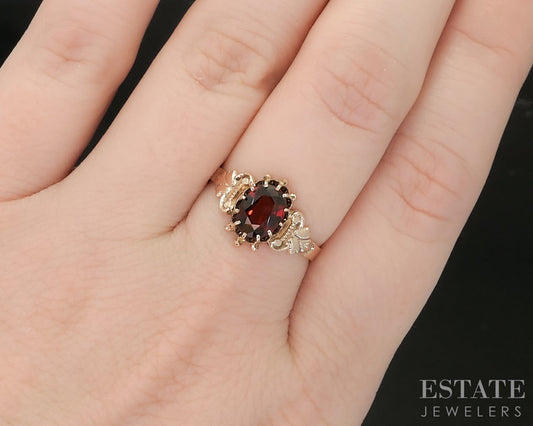 Antique 8k Rose Gold Oval Natural Spessarite Garnet Ladies Ring 1.8g p15545
