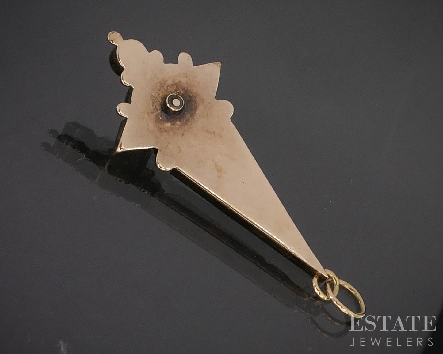 Antique Victorian 10k Yellow Gold Jet & Seed Pearl Mourning Pendant 2.3g p16158b