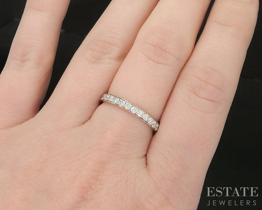 14k White Gold Round Natural .40ctw Diamond Ladies Wedding Band 2.1g p16166b