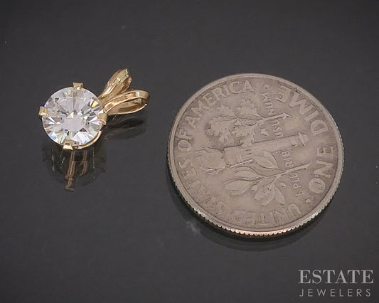 14k Yellow Gold Round Natural .75ct Diamond Solitaire Pendant p16212b