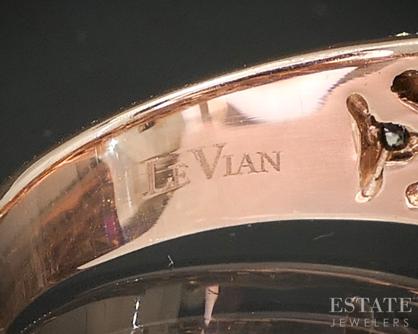 14k Strawberry Gold LeVian Natural Rhodolite Garnet & Diamond Ring 8.5g p16265