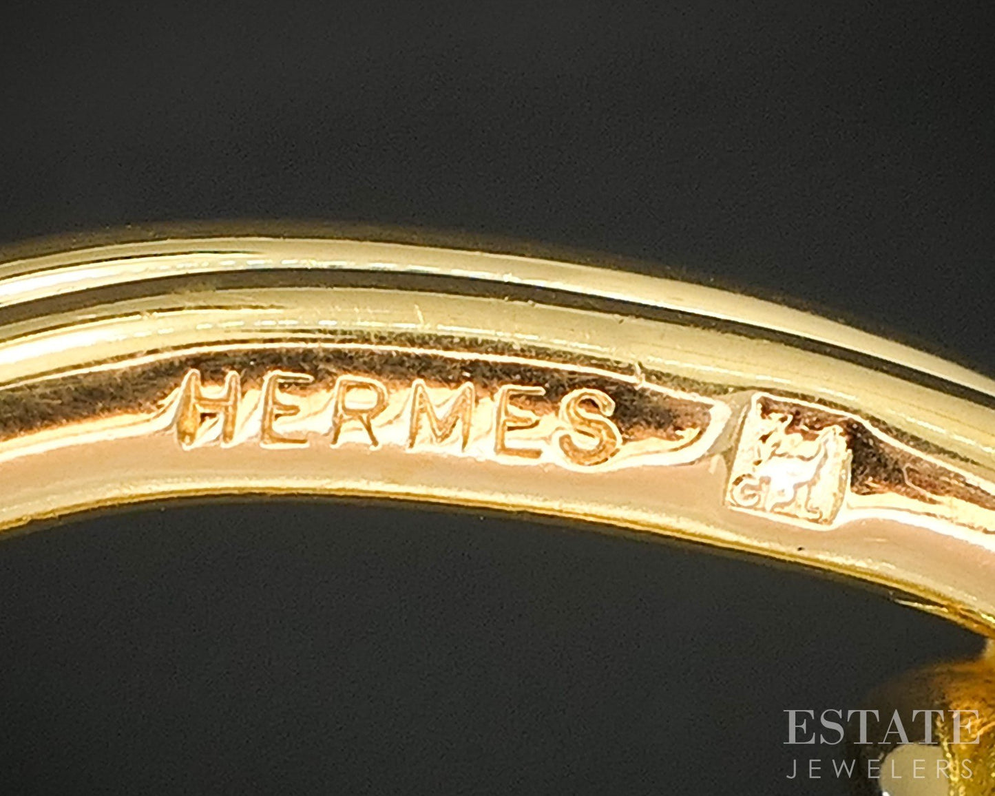 Gold Tone Hermes Scarf Ladies Band Ring p16262