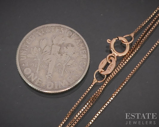 14k Rose Gold 1mm Box Chain Link Ladies Necklace 1.0g 18"L p14793