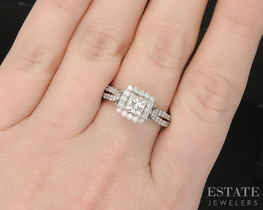 14k White Gold Tolkowsky GSI Natural 1.55ctw Diamond Engagement Ring 4.4g p16277