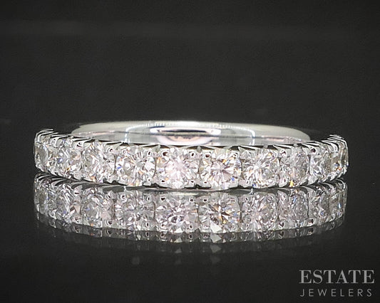 14k White Gold Round Natural .73ctw Diamond Ladies Wedding Band 2.7g p16316