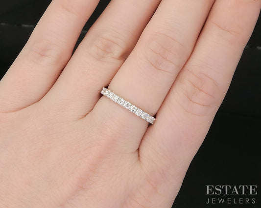 14k White Gold Round Natural .50ctw Diamond Ladies Wedding Band 2.1g p16314