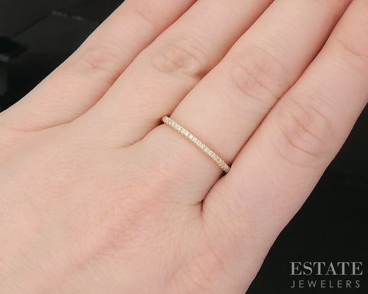 14k Yellow Gold Round Natural .11ctw Diamond Ladies Wedding Band 1.4g p16309
