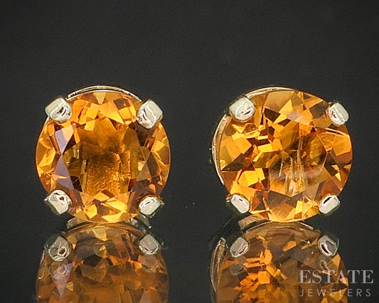 14k Yellow Gold Round 5.8mm Natural Citrine Stud Earrings p16671b