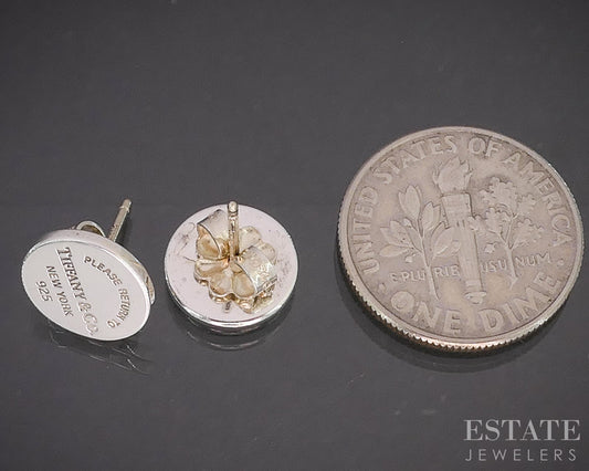 Sterling Silver Tiffany & Co. Return To Tiffany Button Stud Earrings 2.4g p14929