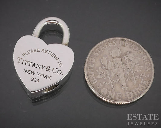 Sterling Tiffany & Co. Return to Tiffany Heart Lock Charm Pendant 8.4g p14928