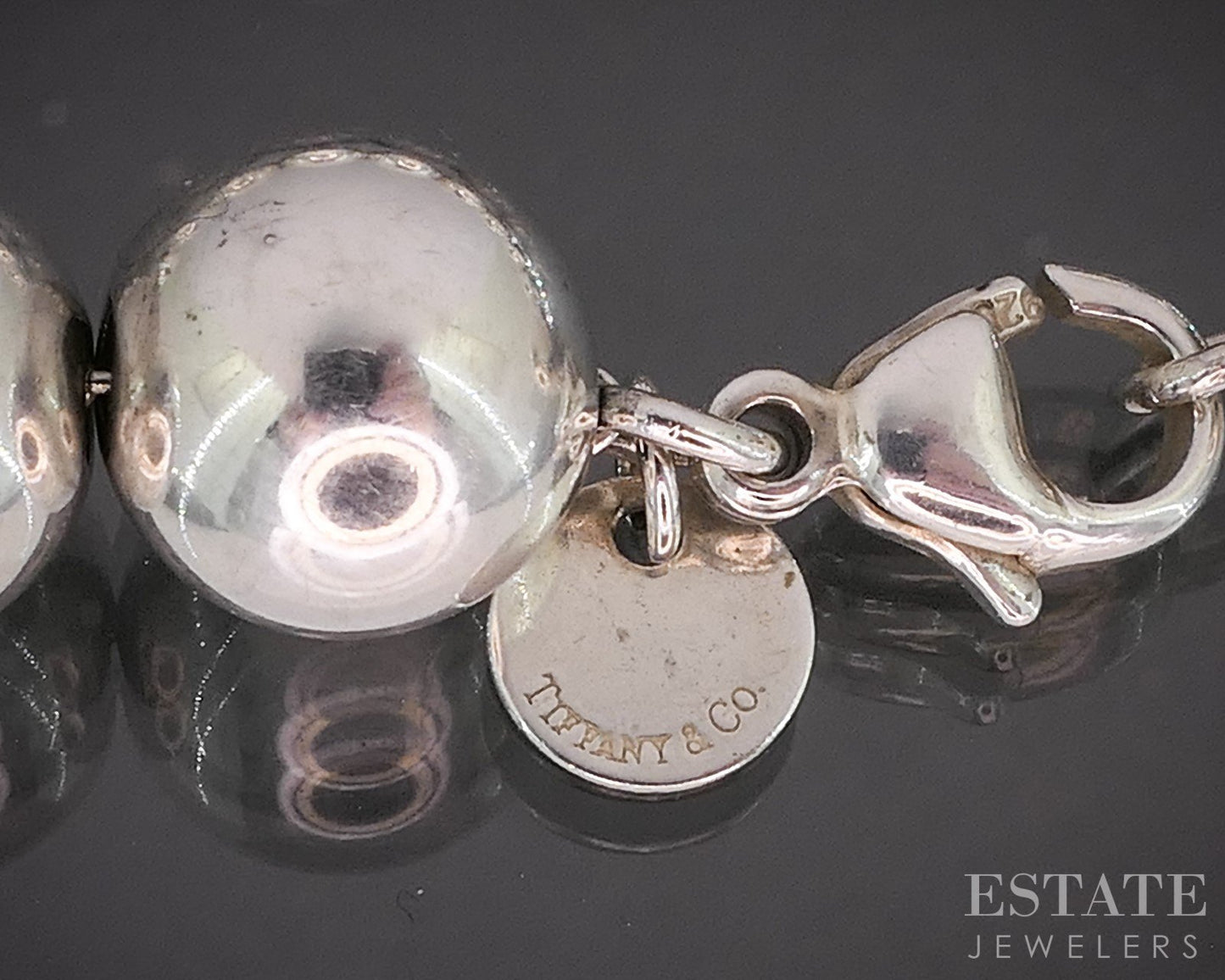 Sterling Silver Tiffany & Co. 10mm Beaded Chain Ladies Bracelet 17.9g 7"L p14964