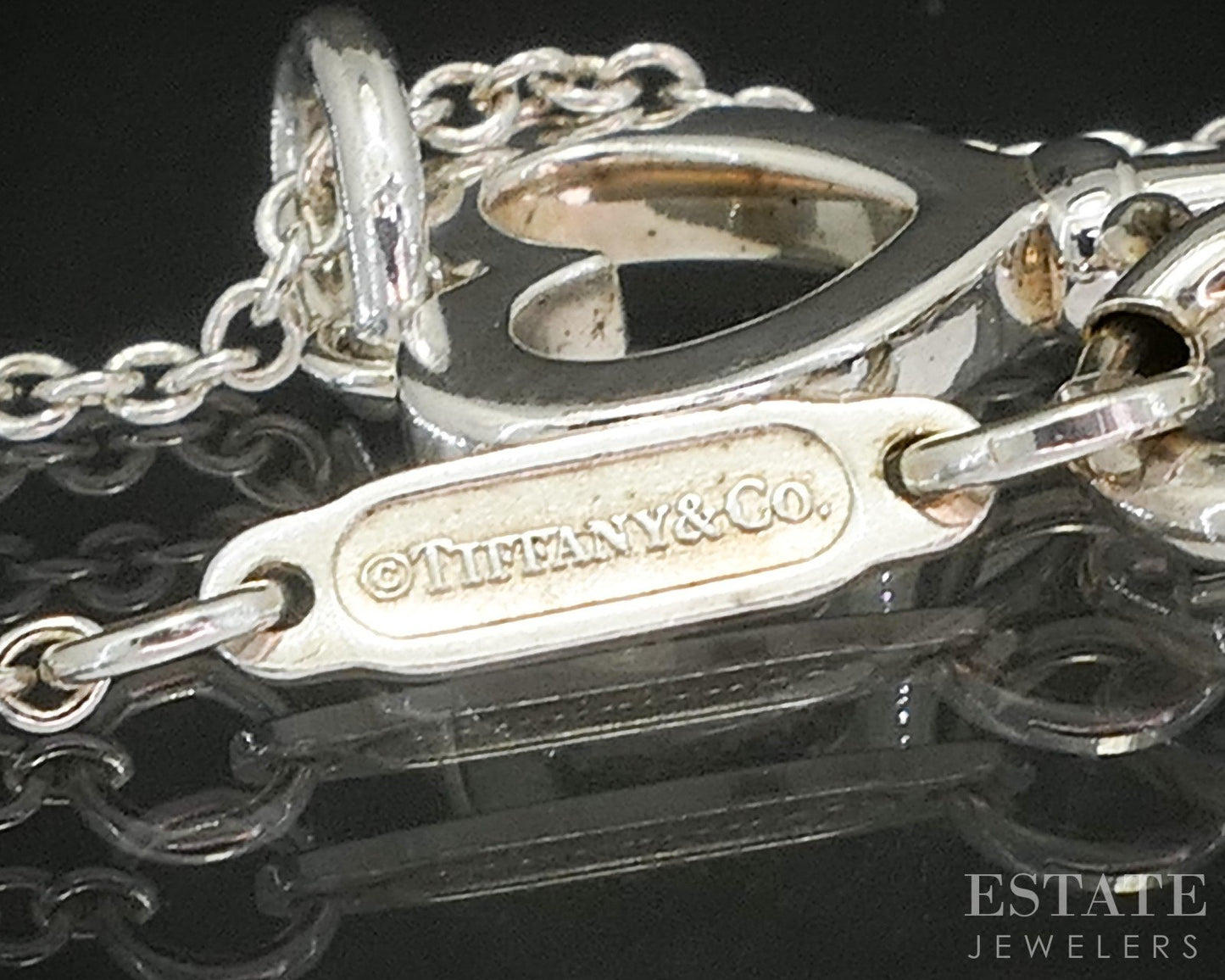 Sterling Silver Tiffany & Co. Heart Skeleton Key Necklace 2.4g 16"L p14936