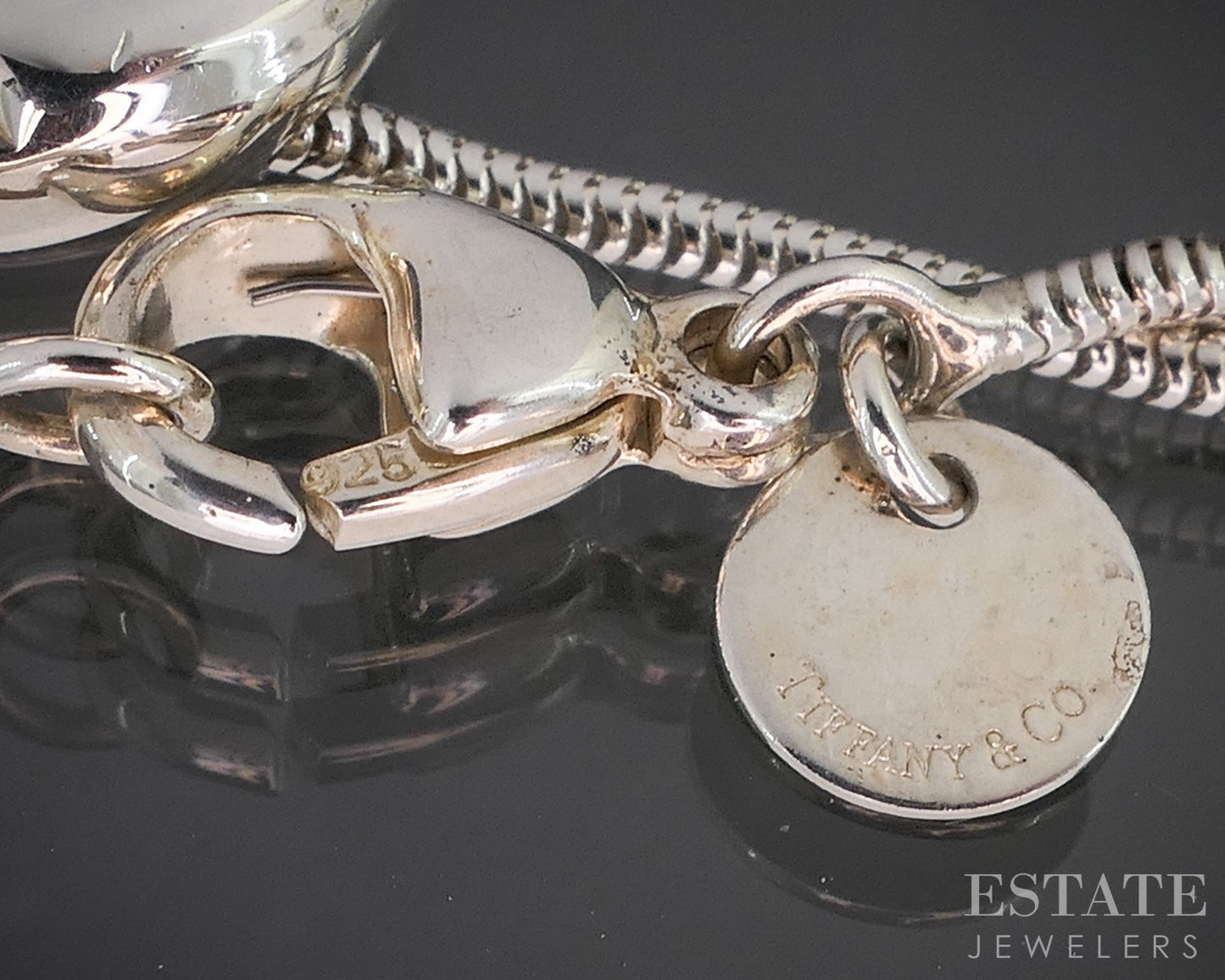 Sterling Silver Tiffany & Co. S Initial Snake Chain Necklace 12.3g 15.5"L p14953