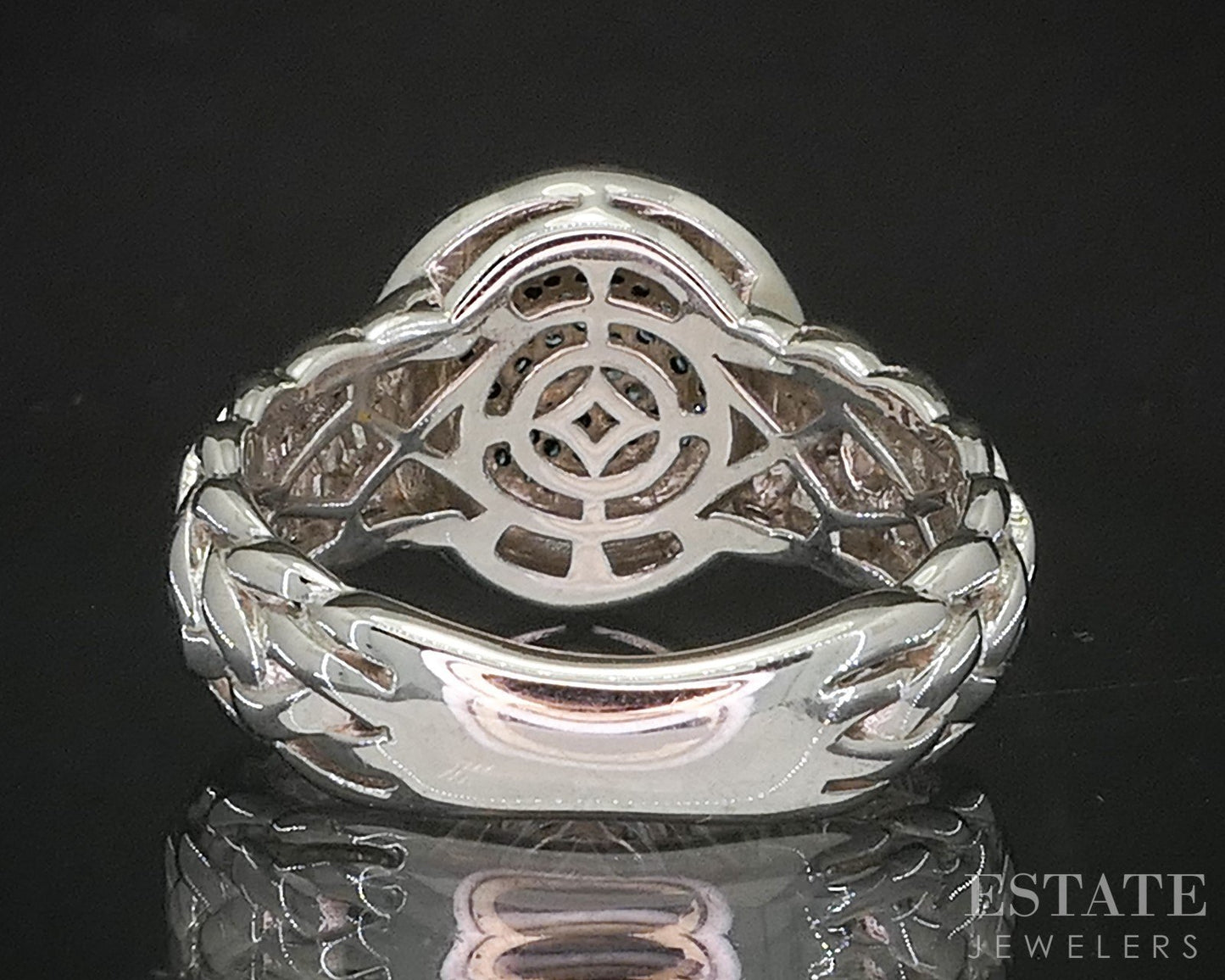 Sterling Silver Natural Blue Diamond Cluster Ladies Ring 7.6g p17250