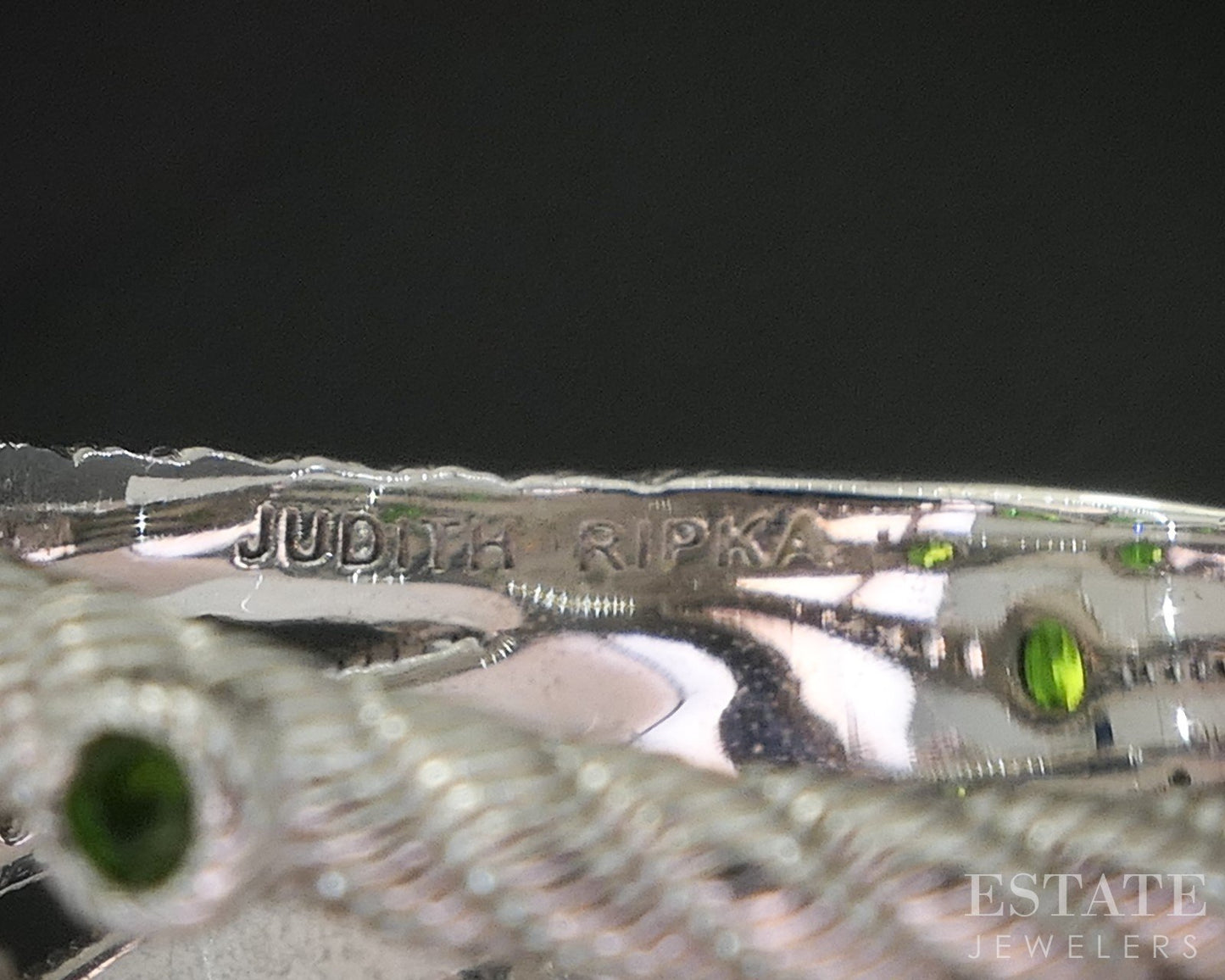 Sterling Silver Judith Ripka Green Diopside & CZ Cable Band Ring 9g p17281