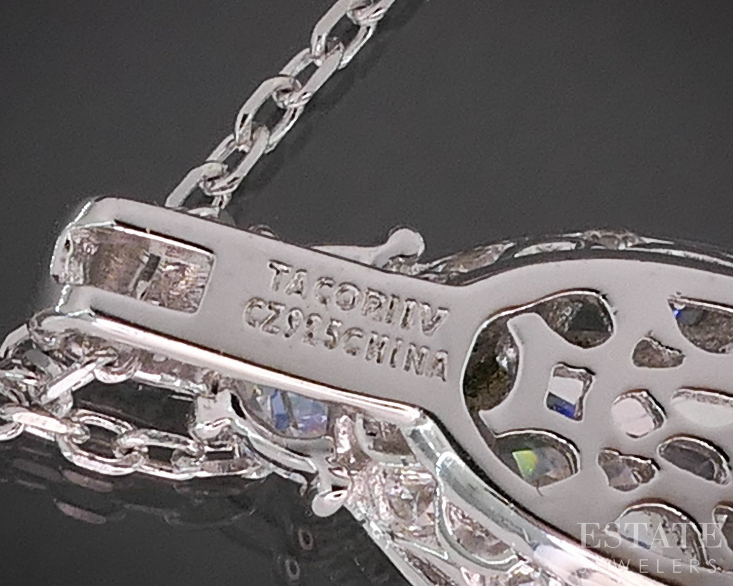 Sterling Silver Tacori Epiphany CZ Oval Halo Ladies Necklace 4.8g 18"L p17305