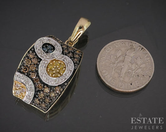 14k Yellow Gold Natural .72ctw Multi Colored Diamond Necklace 6.9g 18"L p17230b