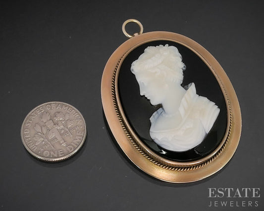 Antique Victorian 14k Rose Gold Bailey Banks & Biddle Cameo Pin Pend. 15g p17575