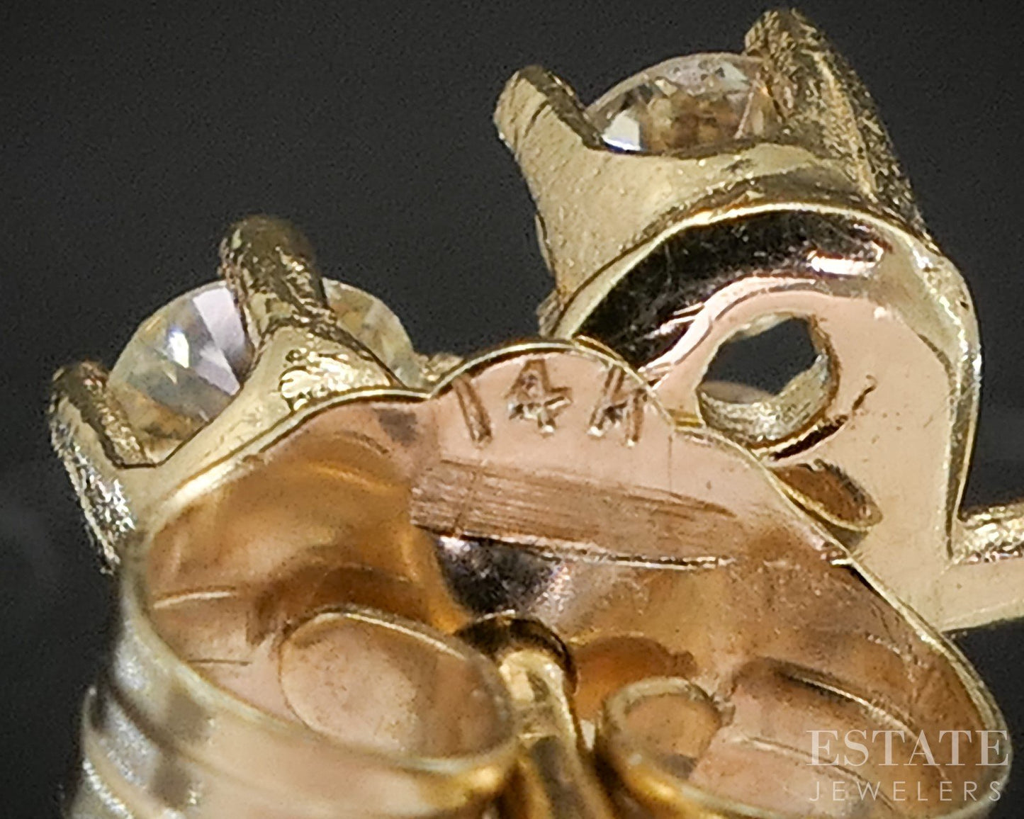 14K Yellow Gold Natural .24ctw Diamond 3-Leaf Clover Stud Earrings p17571